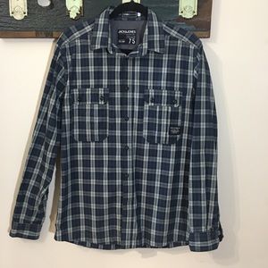 Core by Jack and Jones Munix Blue Plaid Button-Down Shirt Size Large